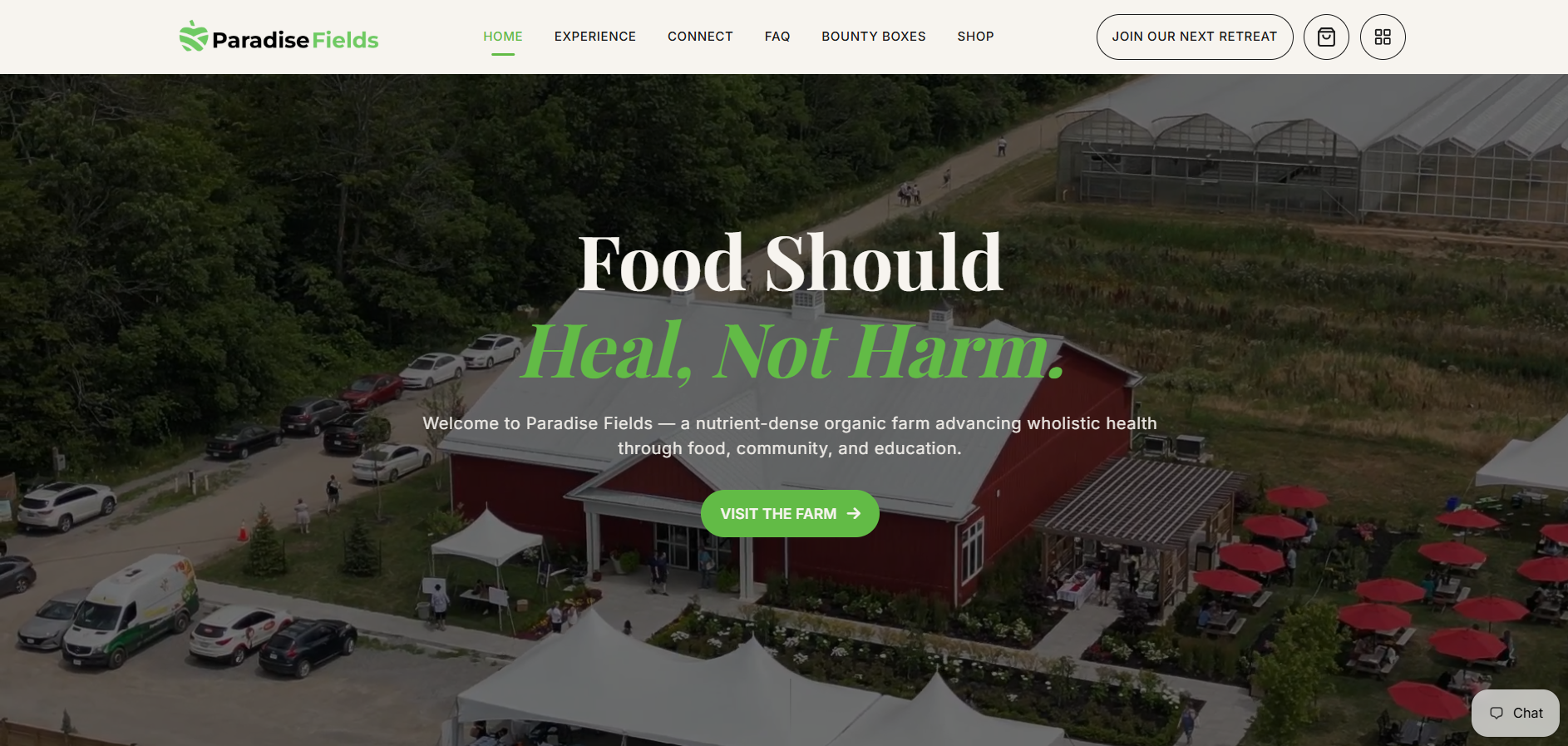 Preview of the Paradise Fields website